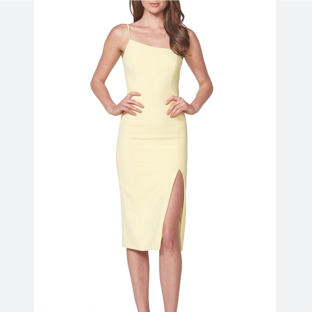 Bardot One Shoulder Dress in Light Yellow